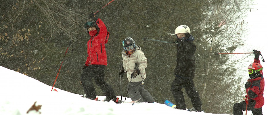 Fresh falling snow makes mornings lessons even more of an adventure.