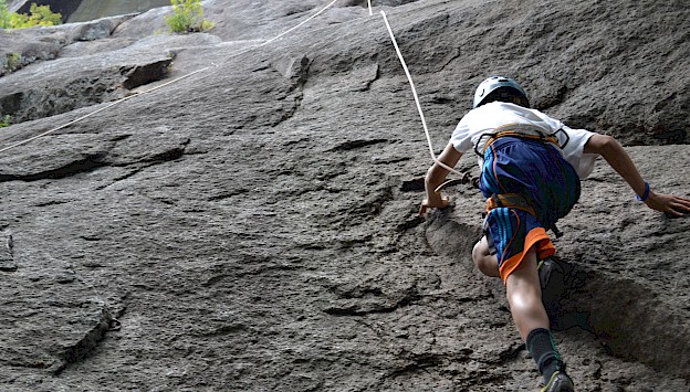 Rock climbing on one of the local granite crags